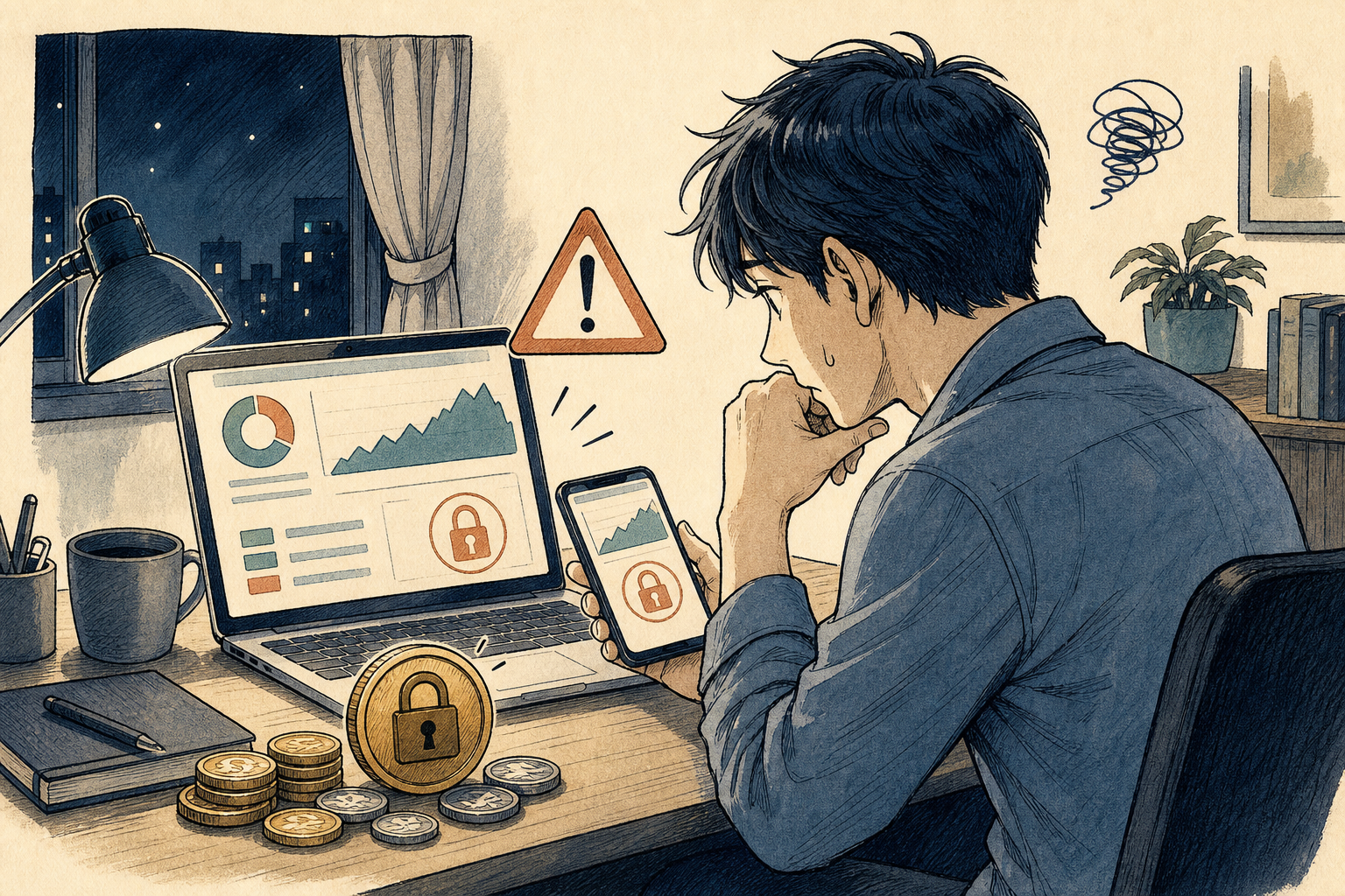 投資画面に利益が表示されても出金できない状況を示すイメージ