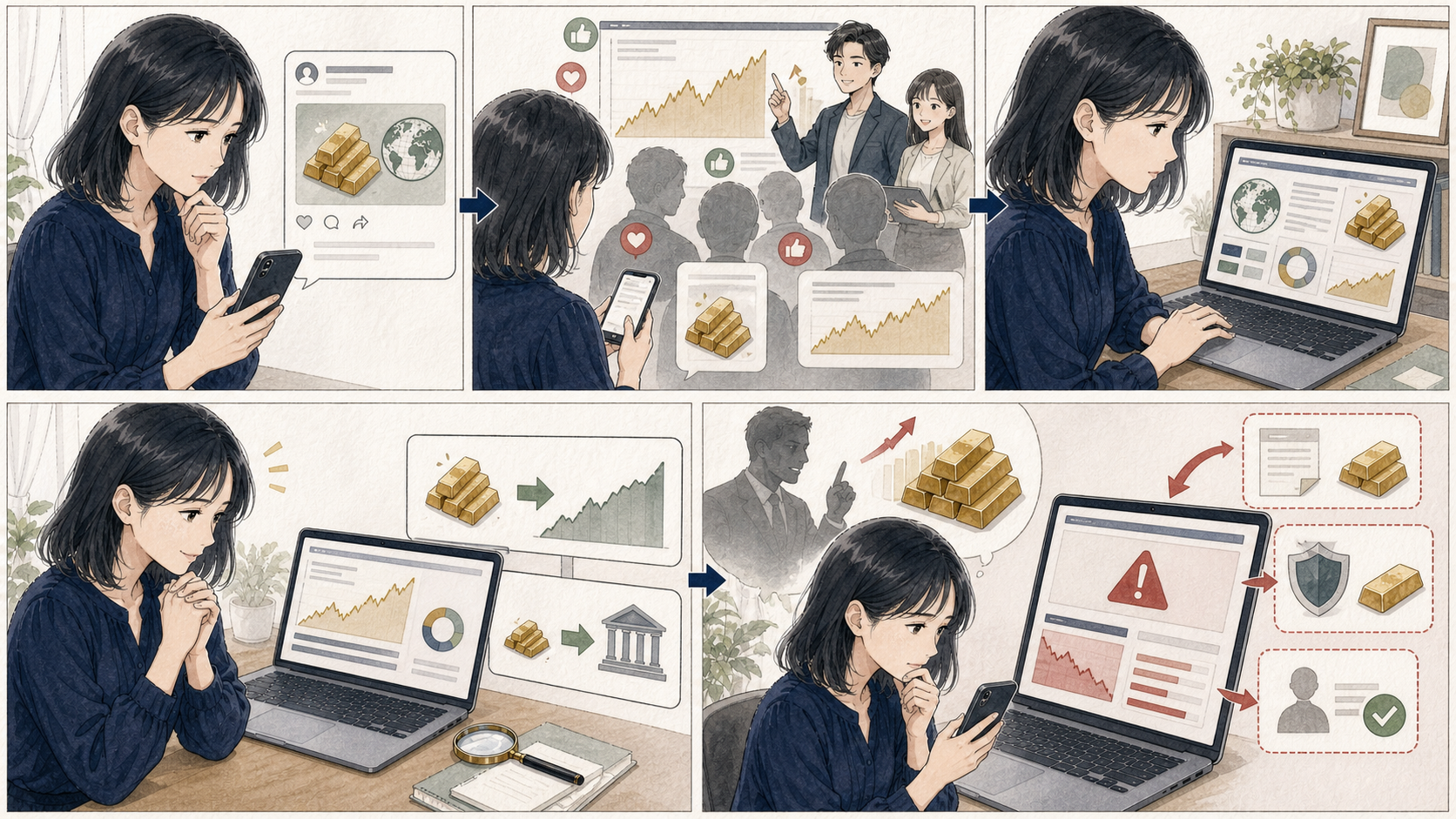 SNSでの接触から海外金取引サイト、高額送金、出金拒否へ進む勧誘の流れ