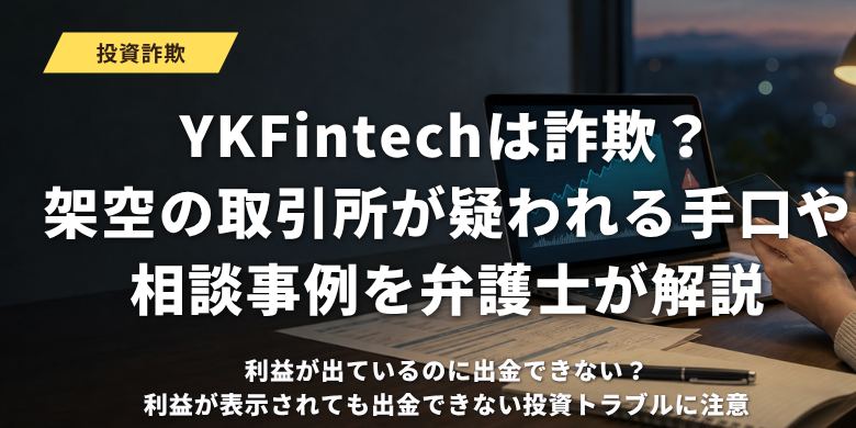 YKFintechは詐欺？架空の取引所が疑われる手口や相談事例を弁護士が解説